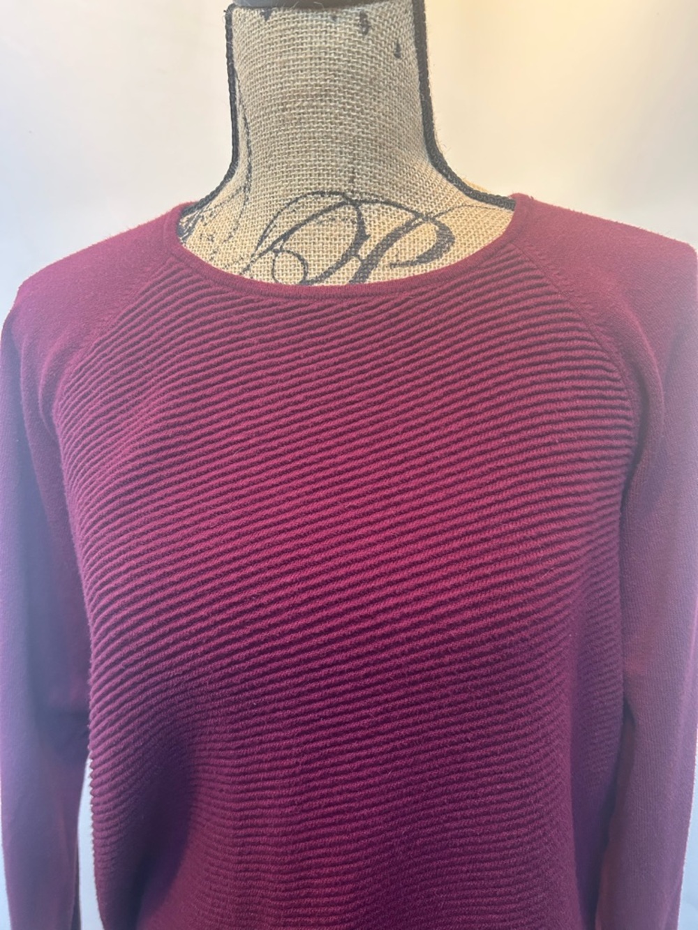 Michael Kors Long-Sleeve Ribbed Sweater - Burgundy - Picture 2 of 4